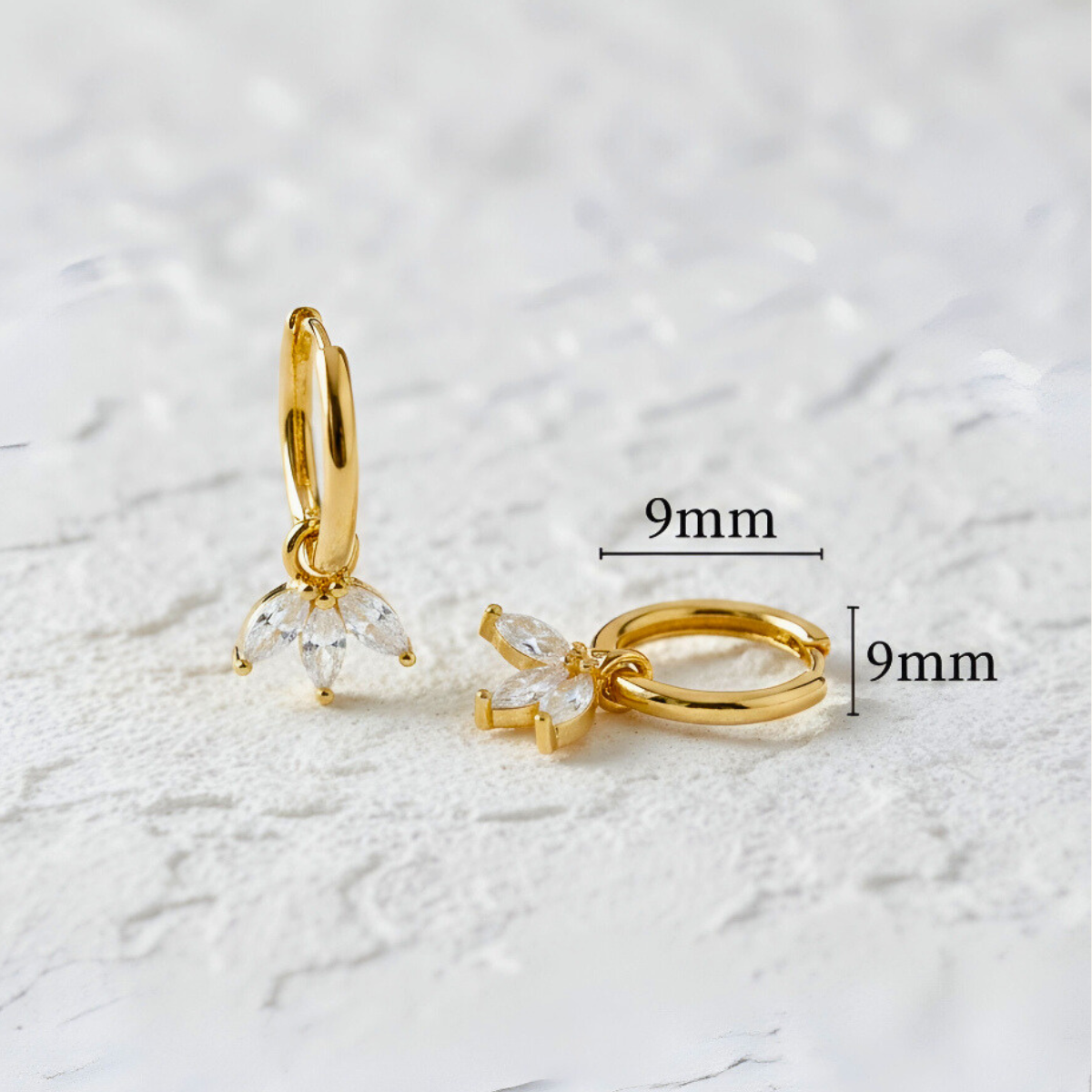 Gold Earrings with Lotus Pendant