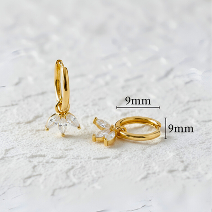 Gold Earrings with Lotus Pendant