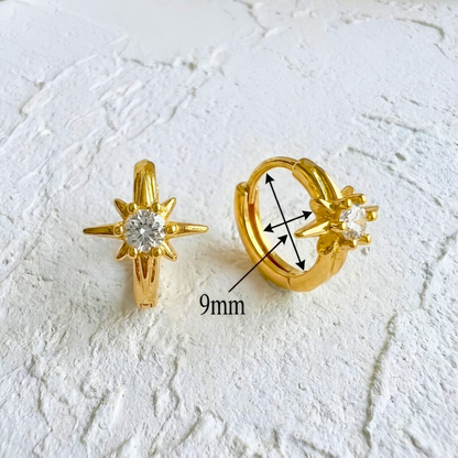 Gold North Star Earrings