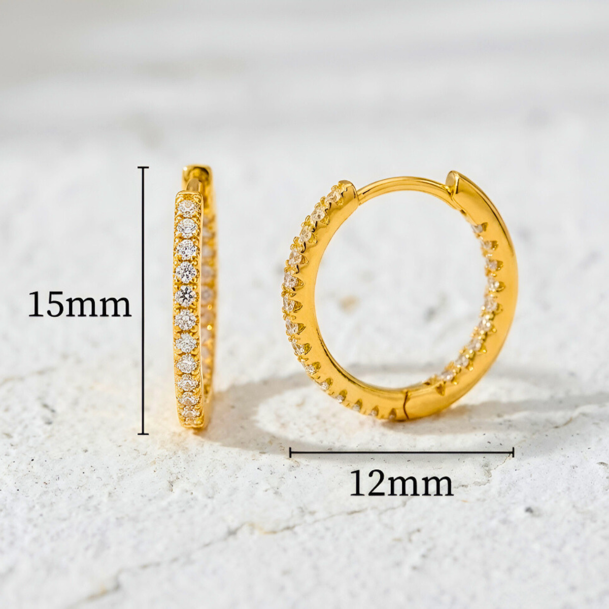 Gold Earrings with Pavé