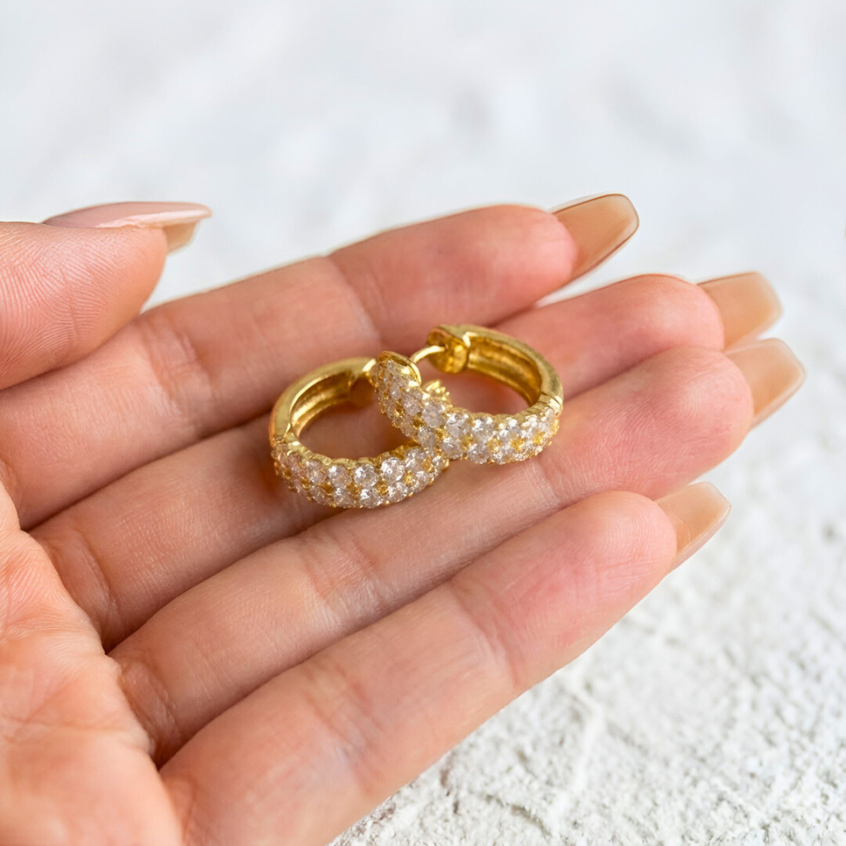 Double Pavé Gold Earrings