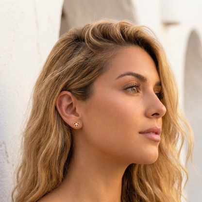 Flower Piercing Earring with Zircon