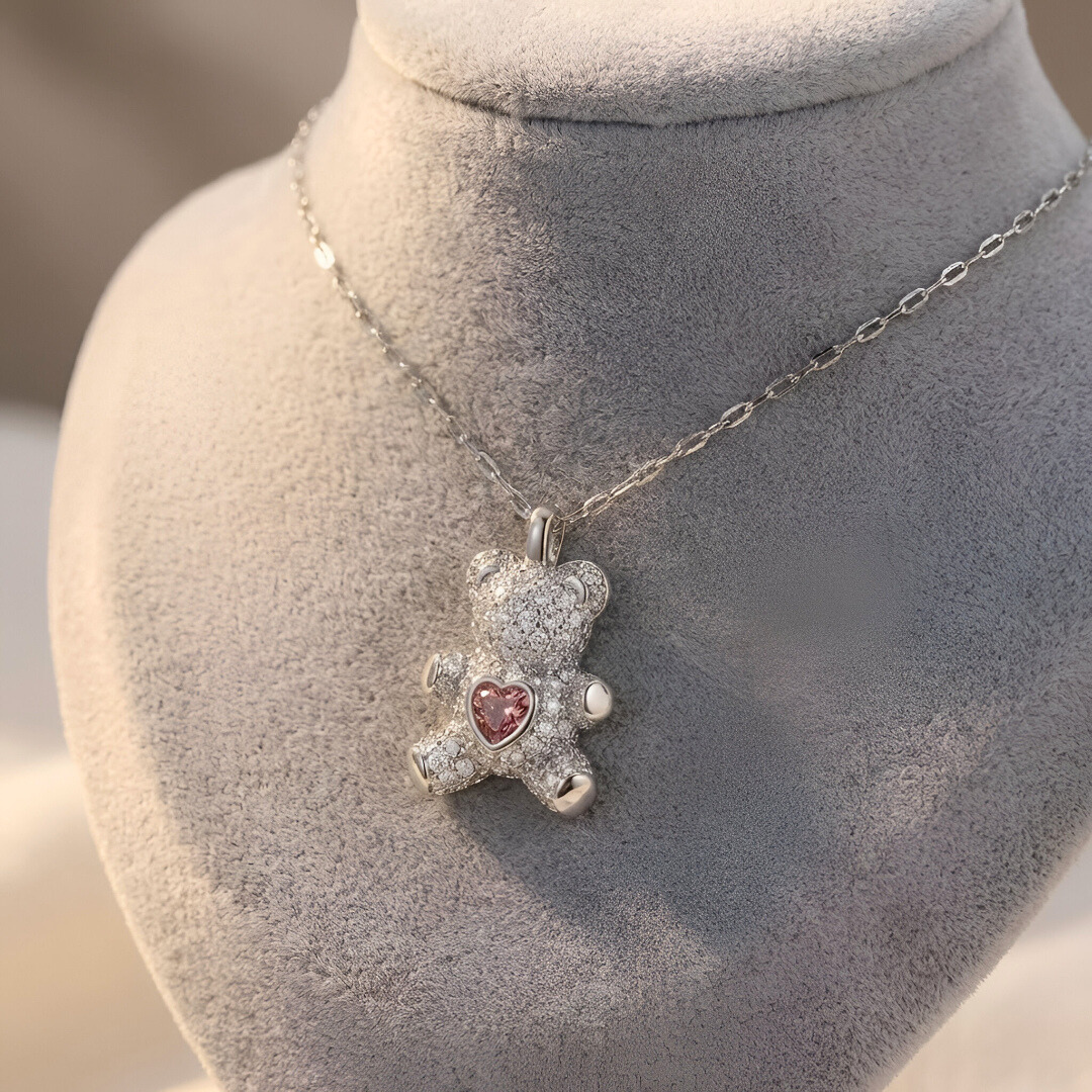Heart Teddy Bear Necklace
