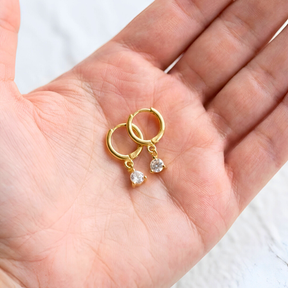 Gold Earrings with Pendant Light Point