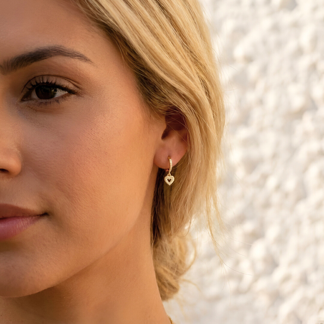 Pavé Hollow Heart Earrings