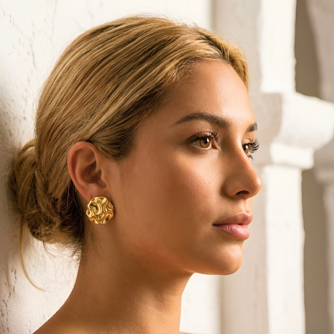 Hammered Gold Stud Earrings