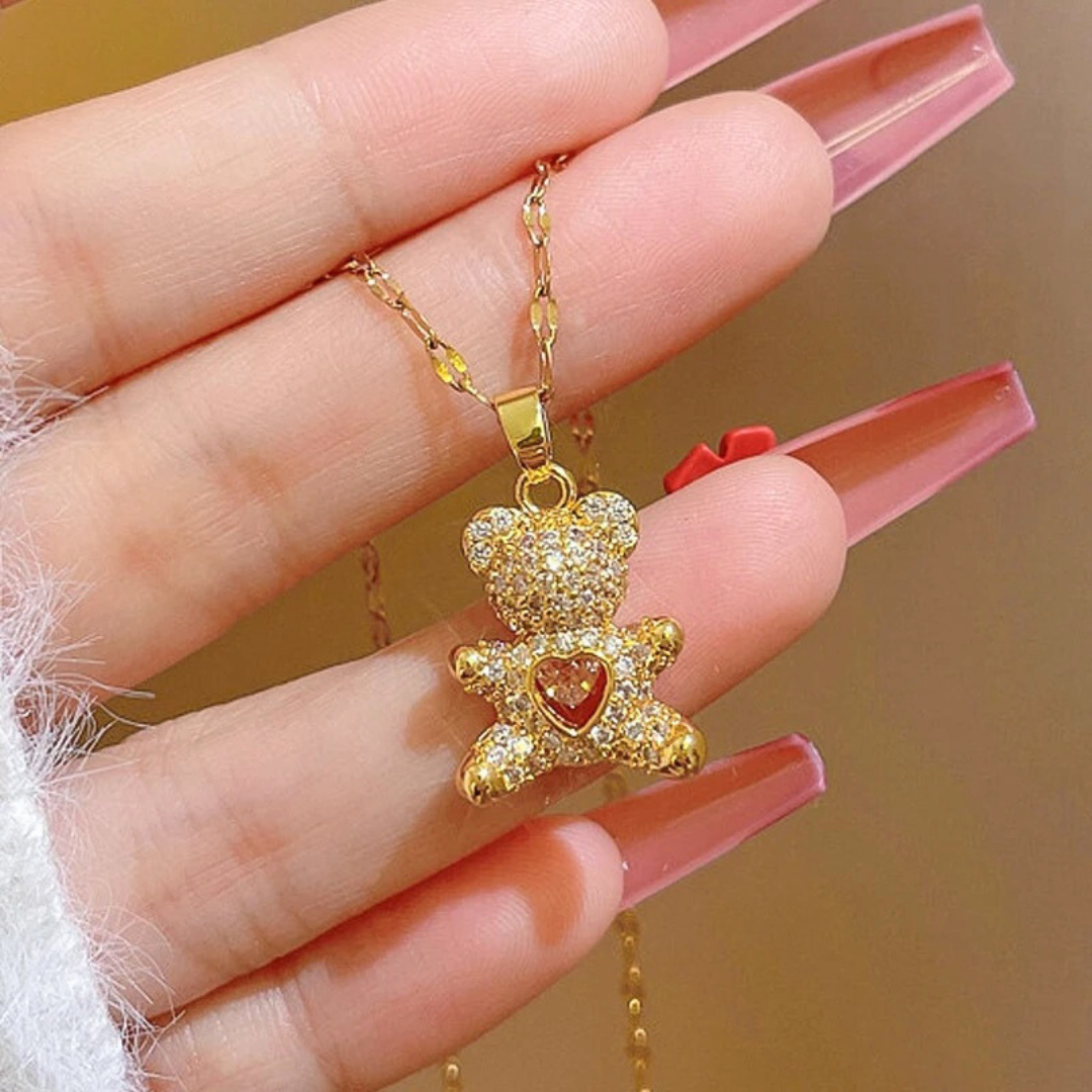 Heart Teddy Bear Necklace