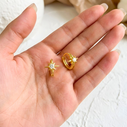 Gold North Star Earrings
