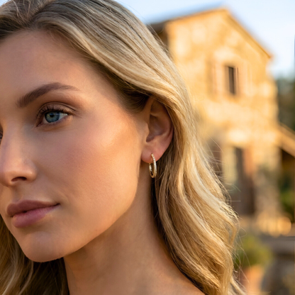 Gold Earrings with Pavé