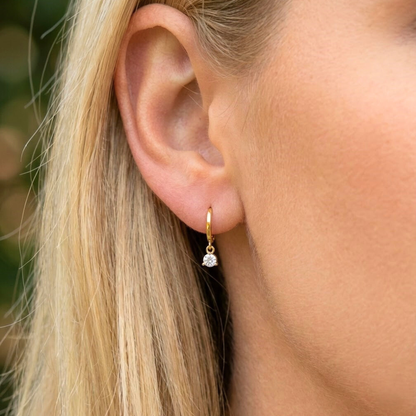 Gold Earrings with Pendant Light Point