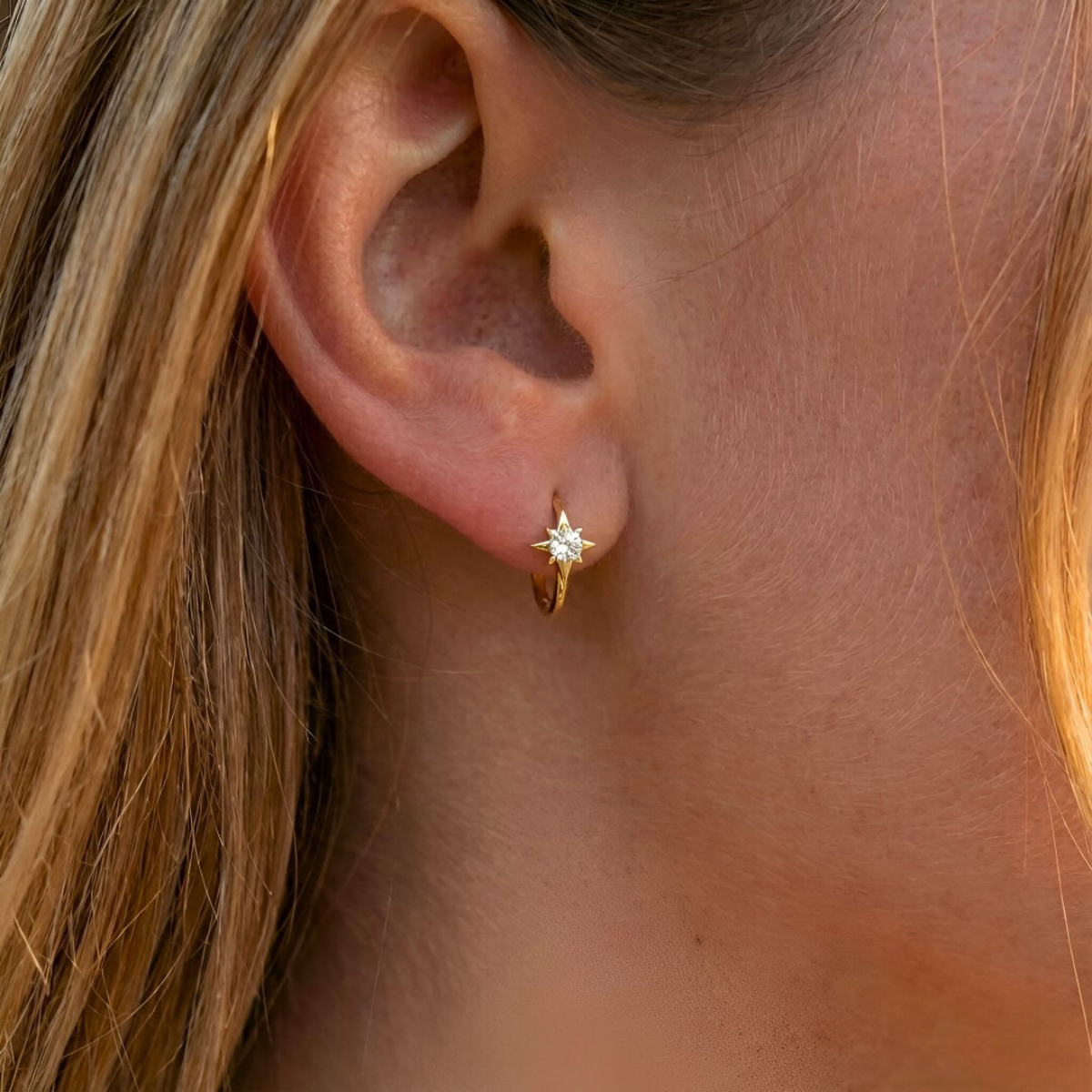 Gold North Star Earrings