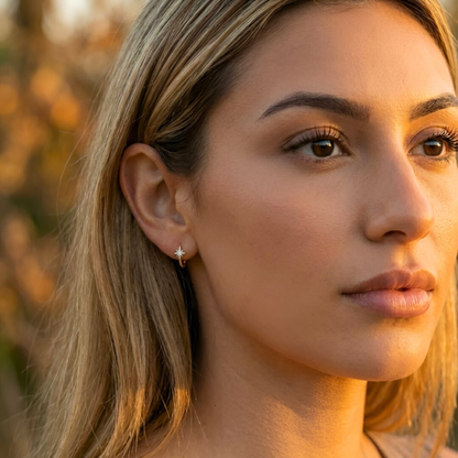 Gold North Star Earrings